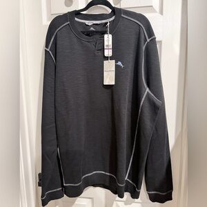 Tommy Bahama Big & Tall Tobago Bay Crew Neck Sweatshirt Mens Size 2XLT Black